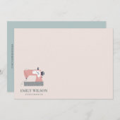 グレー桃ピンク裁縫機テーラービジネス ノートカード (正面/裏面)