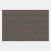 グレー模様の赤いワイルドフラワーラッピング紙 ラッピングペーパーシート (正面2)