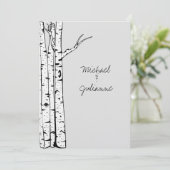 グレー樺の木結婚の木 招待状 (スタンド正面)