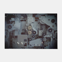 グレー機械機械ロボットおもしろいカッコいいオタク系の ドアマット