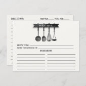 グレー水彩器具ブライダルシャワーレシピカード ポストカード (正面/裏面)