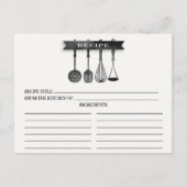 グレー水彩器具ブライダルシャワーレシピカード ポストカード (正面)