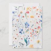 グレー水彩画の野の花と十字架 洗礼 招待状 (裏面)