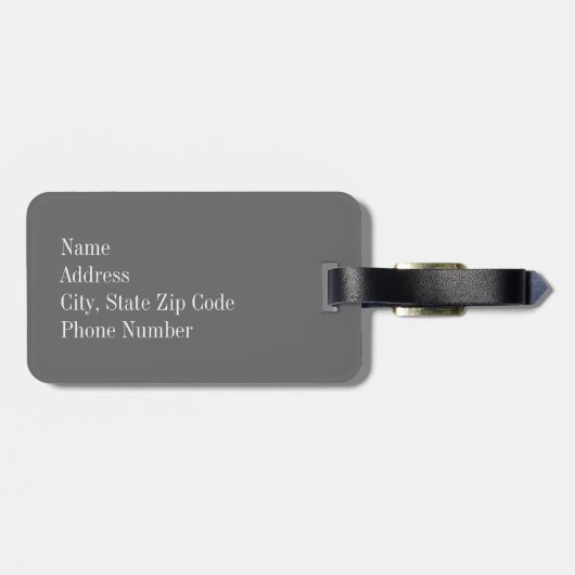 グレー水玉模様とティール（緑がかった色）モノグラム ラゲッジタグ (裏面横)