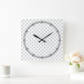 グレー水玉模様の色をクリック変カスタマイズ更 スクエア壁時計 (ホーム)