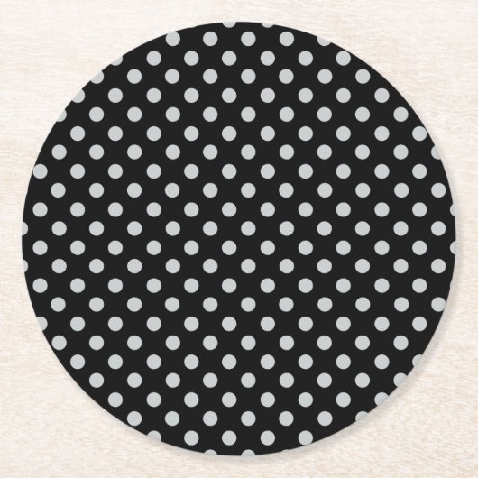 グレー水玉模様の色をクリック変カスタマイズ更 ラウンドペーパーコースター (正面)