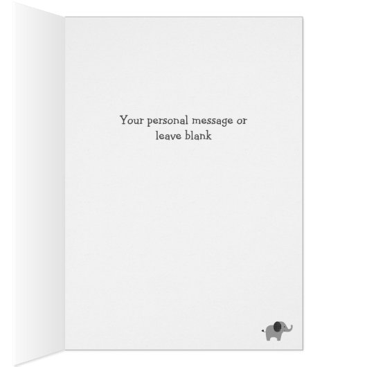 グレー水玉模様エレファントベビーおめでとうカード (内側 (右))