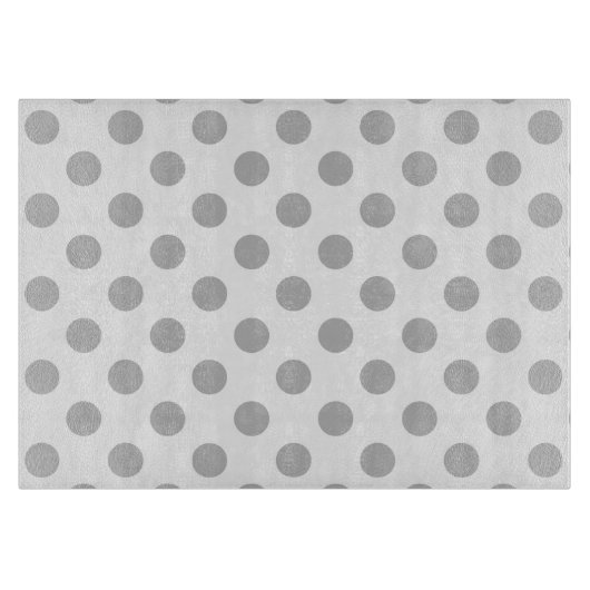 グレー水玉模様オン白 カッティングボード (正面)