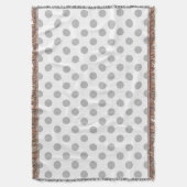 グレー水玉模様オン白 スローブランケット (正面縦)