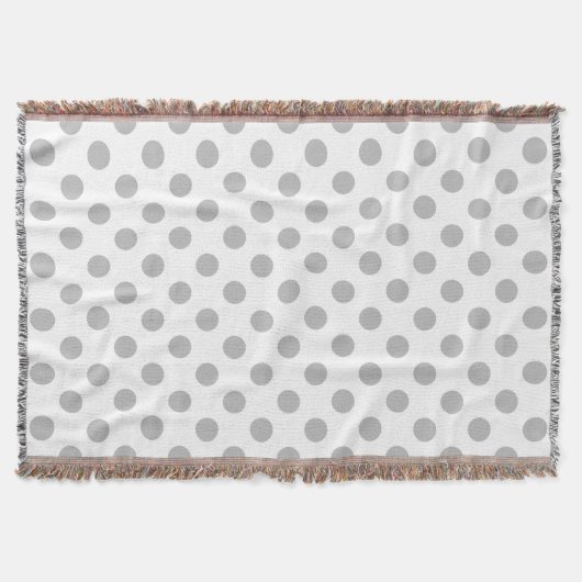 グレー水玉模様オン白 スローブランケット (正面)