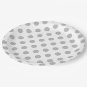 グレー水玉模様オン白 ペーパープレート (アングル)