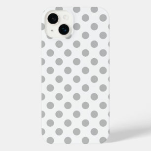 グレー水玉模様オン白 iPhone 14 PLUSケース