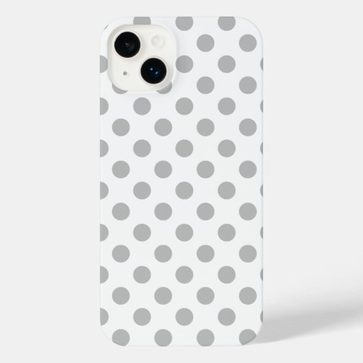 グレー水玉模様オン白 iPhoneケース (裏面)