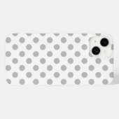 グレー水玉模様オン白 iPhoneケース (裏面横)