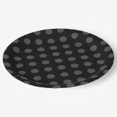 グレー水玉模様オン黒 ペーパープレート (アングル)