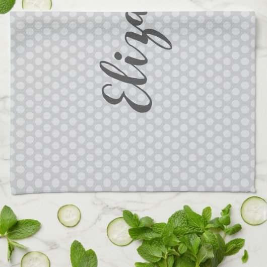 グレー水玉模様トレンディー キッチンタオル (折り畳み)