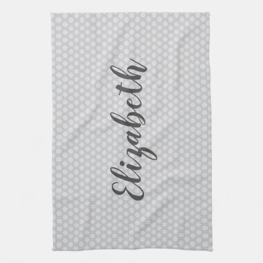 グレー水玉模様トレンディー キッチンタオル (縦)