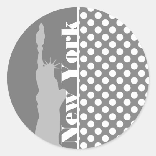 グレー水玉模様;ニューヨーク ラウンドシール (正面)