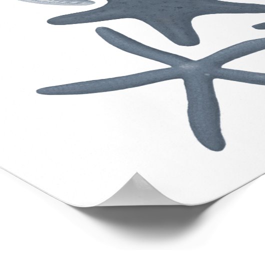 グレー海洋生物グループ12Aプリント#3ヒトデ ポスター (角)