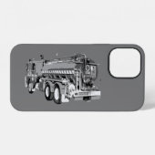 グレー消防車オイルペイント, iPhoneケース (裏面横)