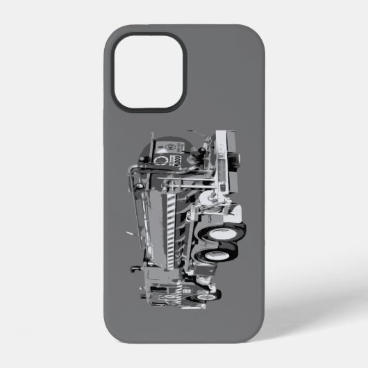 グレー消防車オイルペイント, iPhoneケース (裏面)