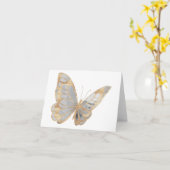 グレー淡い色のと金ゴールドバタフライ空白の カード (黄色い花)