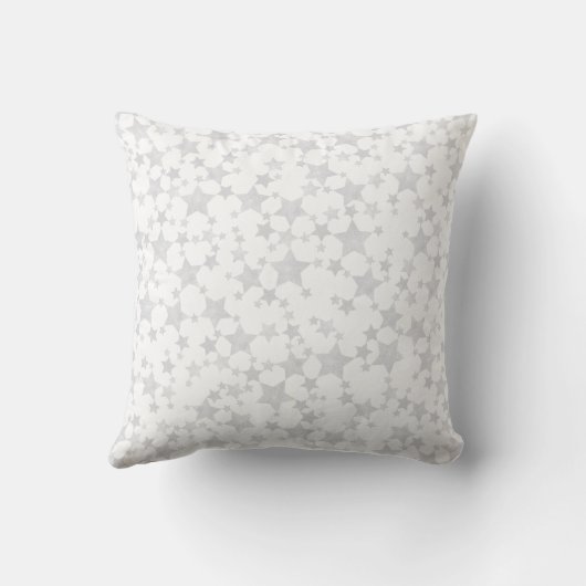 グレー淡い色のオンホワイト |リノプリント星模様 クッション (裏面)