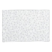 グレー淡い色のオンホワイト |リノプリント星模様 枕カバー (正面右)