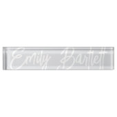 グレー淡い色のオーバーサイズ手書き デスクネームプレート (正面)