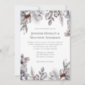 グレー淡い色のシルバーテラコッタ冬の結婚式 招待状 (正面)