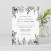 グレー淡い色のシルバーテラコッタ冬の結婚式 招待状 (スタンド正面)