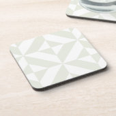グレー淡い色のジオメトリックデコキューブパターン コースター (左側)