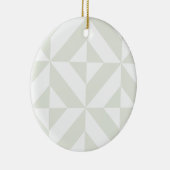 グレー淡い色のジオメトリックデコキューブパターン セラミックオーナメント (右)