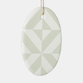 グレー淡い色のジオメトリックデコキューブパターン セラミックオーナメント (右)