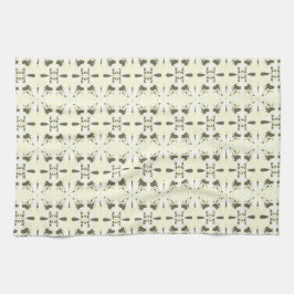 グレー淡い色のピンクオーナメント。 キッチンタオル