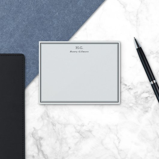 グレー淡い色のブラックモノグラムの ノートカード