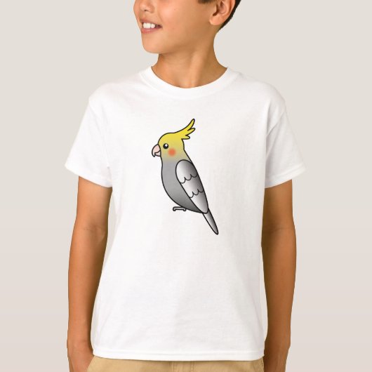グレー漫画オカメインコ Tシャツ (正面)
