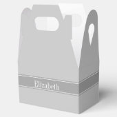 グレー無地のの濃いグレーのリボン名モノグラム フェイバーボックス (オープン)