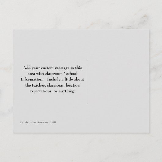 グレー無地の先生はがき ポストカード (裏面)