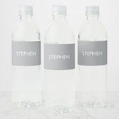 グレー無地カスタムネーム ペットボトルラベル (ボトル)