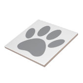 グレー犬の足跡スクエア タイル (側面)