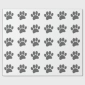グレー犬の足跡 カートゥーン 古紙印刷 ラッピングペーパー (フラット)