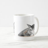 グレー猫かわいらしペット子猫の水彩美しい コーヒーマグカップ (正面右)