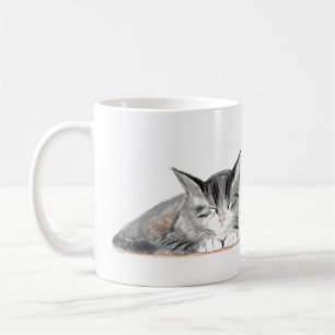 グレー猫かわいらしペット子猫の水彩美しい コーヒーマグカップ
