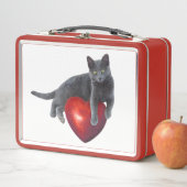 グレー猫とハート弁当箱 メタルランチボックス (インサイチュ)
