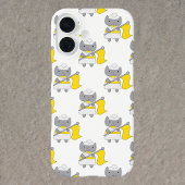 グレー猫のカラーガード 黄色と白 iPhone 16ケース