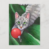 グレー猫のクリスマスオーナメント シーズンポストカード (正面)