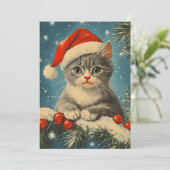 グレー猫のクリスマス シーズンカード (スタンド正面)