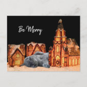 グレー猫のクリスマス ポストカード (正面)