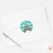 グレー猫のサンキュー ラウンドシール (封筒)